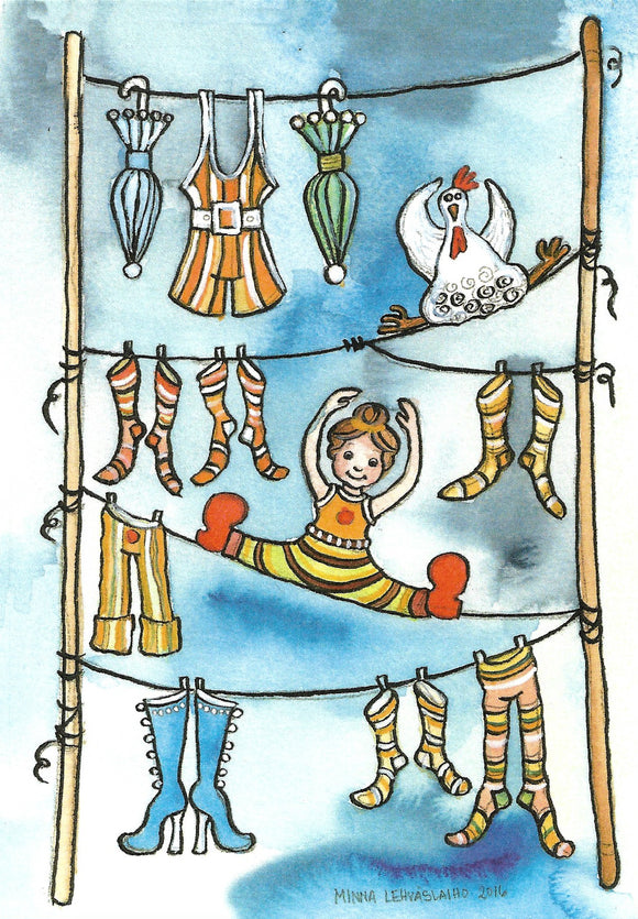 Postcards with clotheslines